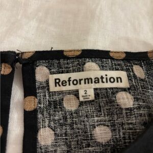 Reformation Black Top with Tan Dots